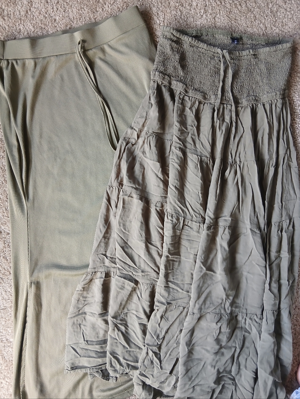 Set of 2 Olive Green Midi Skirts